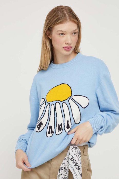Бавовняний светр Karl Kani колір блакитний