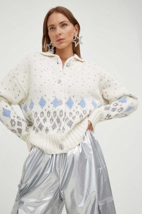 Вовняний кардиган Stine Goya колір бежевий теплий