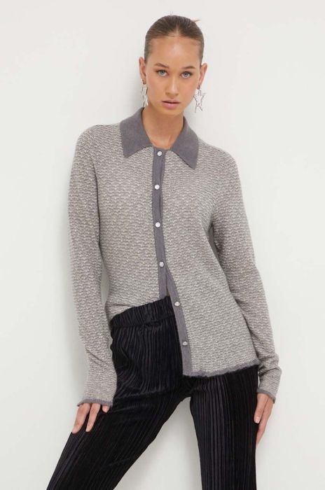 Вовняний кардиган Stine Goya колір сірий легкий