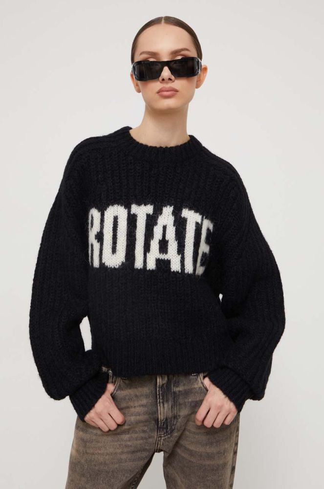 Вовняний светр Rotate жіночий колір чорний теплий (3547844)