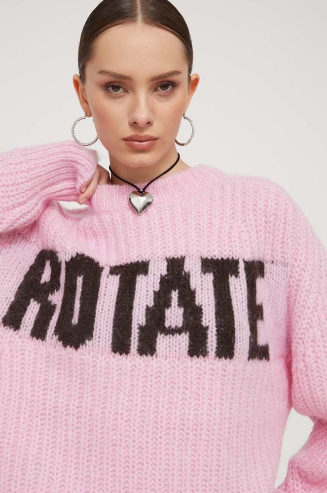 Вовняний светр Rotate жіночий колір рожевий теплий