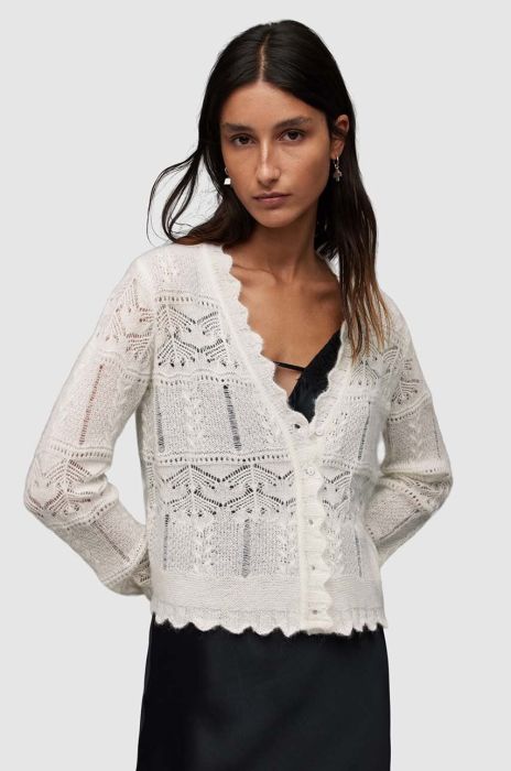 Джемпер AllSaints VANESSA CARDIGAN жіночий колір білий легкий