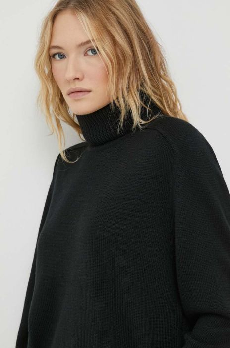 Вовняний светр Joop! жіночий колір чорний теплий гольф