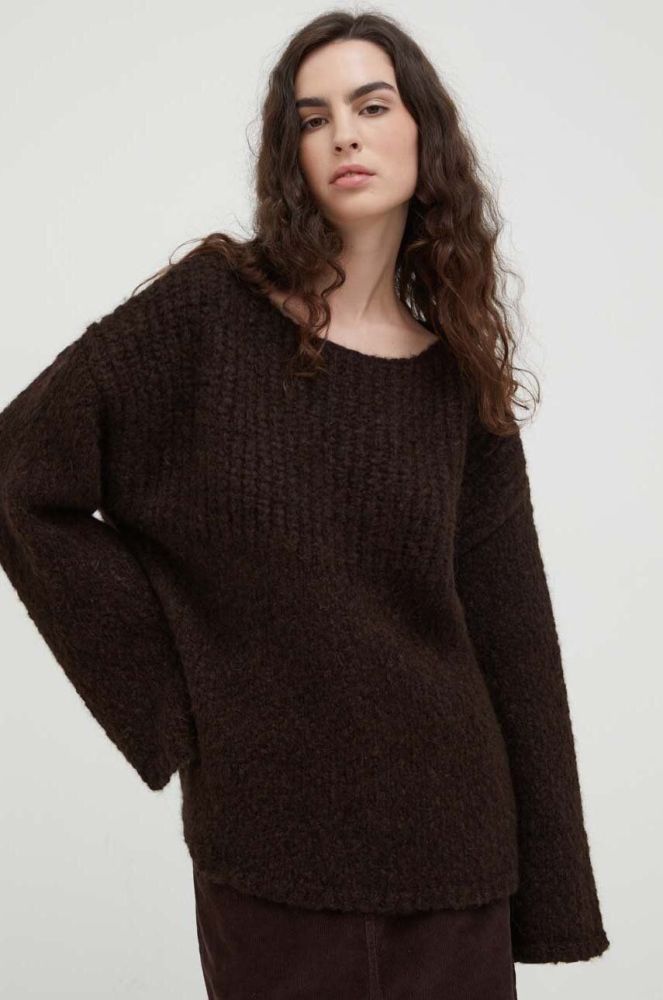 Вовняний светр Lovechild жіночий колір коричневий теплий