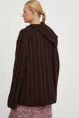 Вовняний светр Lovechild жіночий колір коричневий теплий гольф