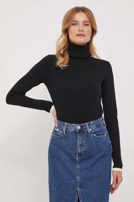 Светр Artigli жіночий колір чорний легкий півгольф