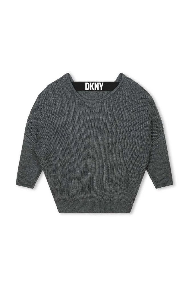 Дитячий светр з домішкою вовни Dkny колір сірий легкий (3512872) фото 2