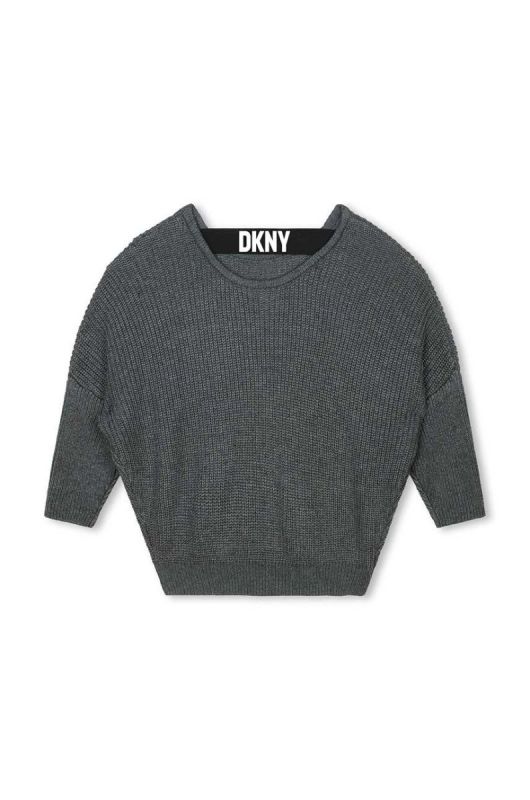 Дитячий светр з домішкою вовни Dkny колір сірий легкий (3512872) фото 2