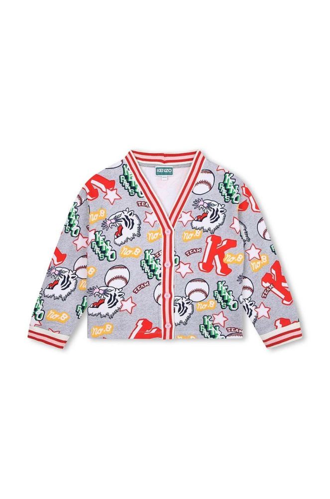 Дитячий бавовняний кардиган Kenzo Kids колір сірий (3410967)