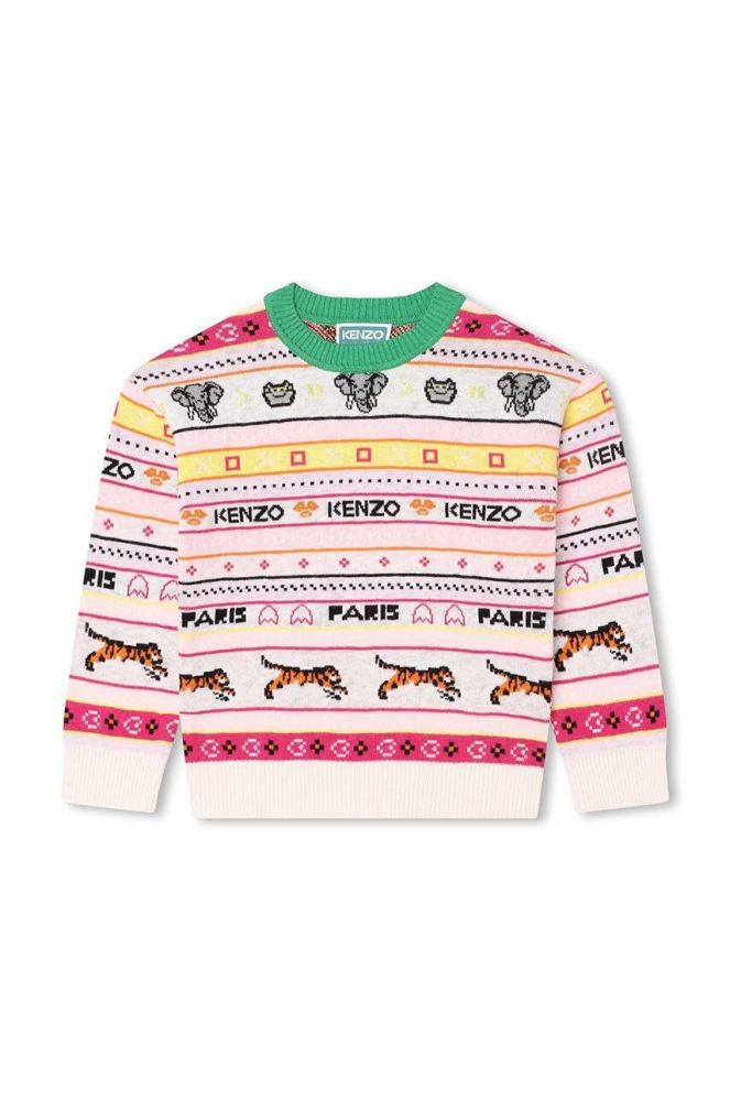 Дитячий светр з домішкою вовни Kenzo Kids колір бежевий (3516218)