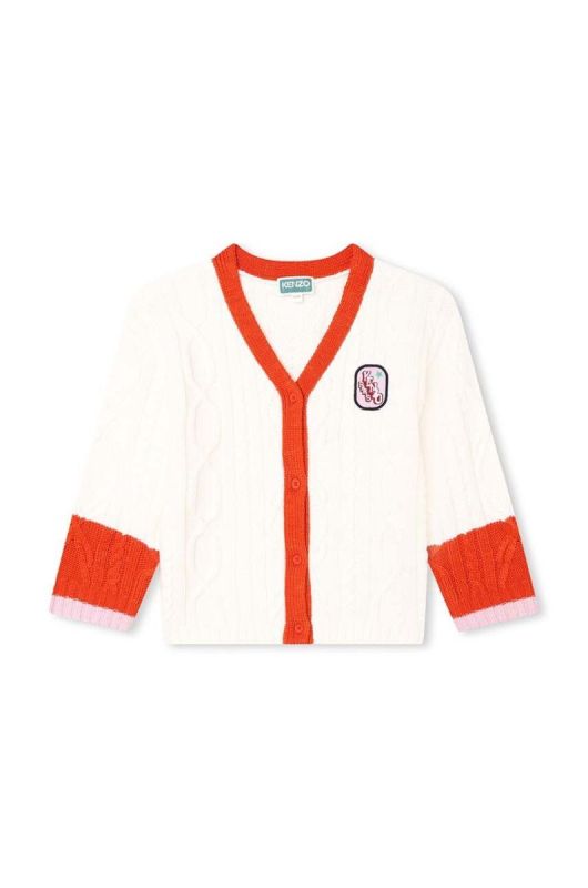 Дитячий кардиган з домішкою вовни Kenzo Kids колір білий легкий (3455317)