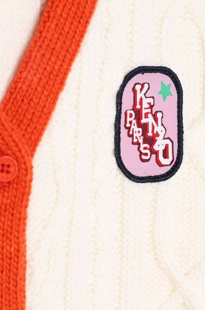 Дитячий кардиган з домішкою вовни Kenzo Kids колір білий легкий (3455317) фото 3