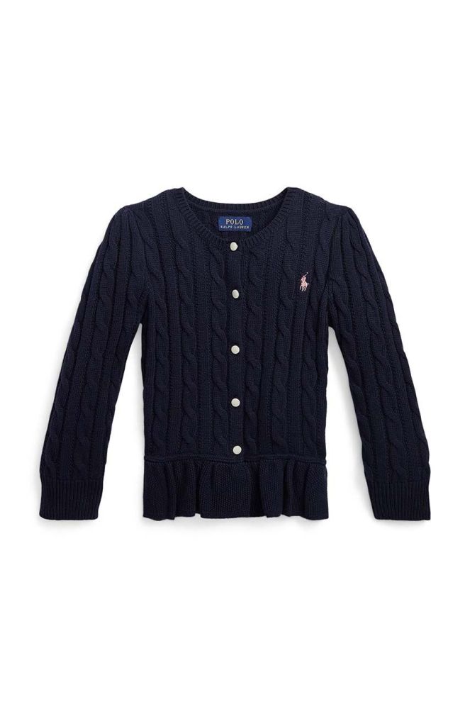 Дитячий бавовняний кардиган Polo Ralph Lauren колір чорний легкий