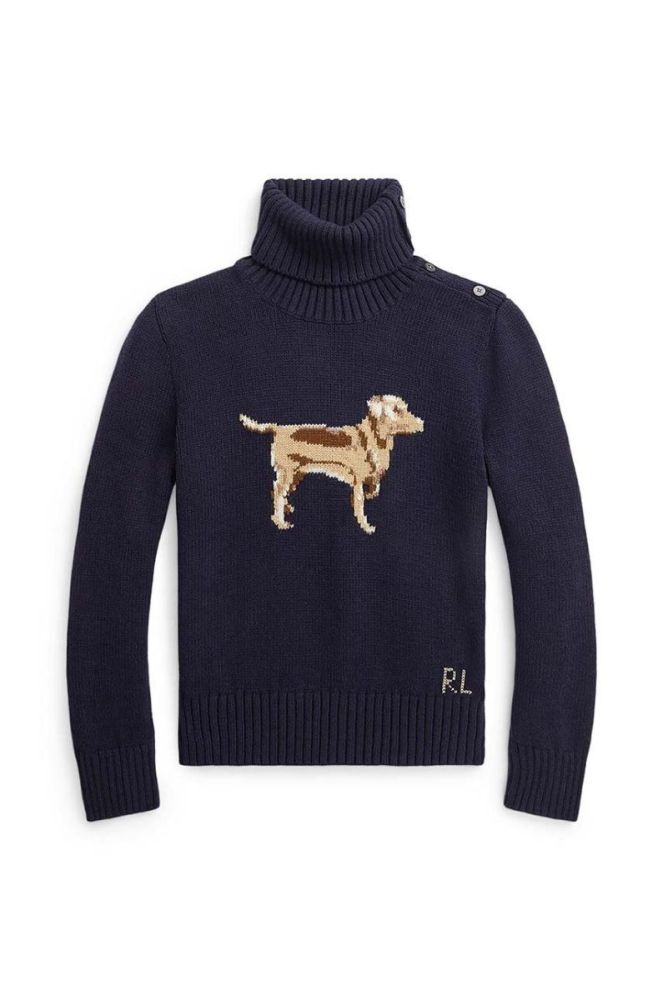 Дитячий бавовняний светр Polo Ralph Lauren колір синій теплий фото 2