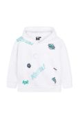Дитяча кофта BOSS колір білий з капюшоном візерунок (3626174)