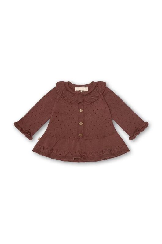 Дитячий бавовняний кардиган That's mine 022221 Pile Cardigan колір коричневий легкий