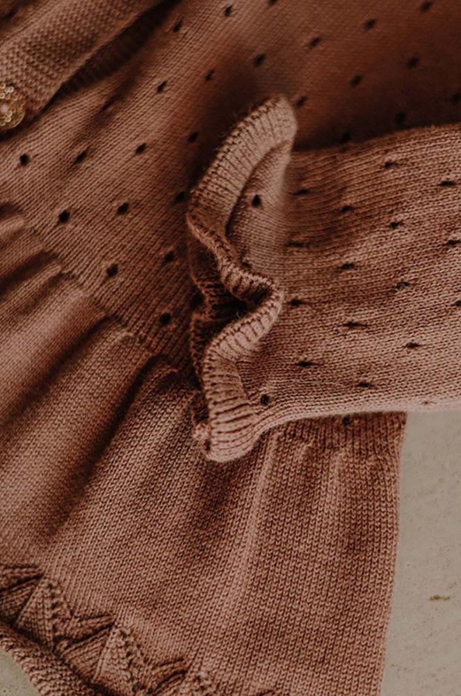 Дитячий бавовняний кардиган That's mine 022221 Pile Cardigan колір коричневий легкий фото 2