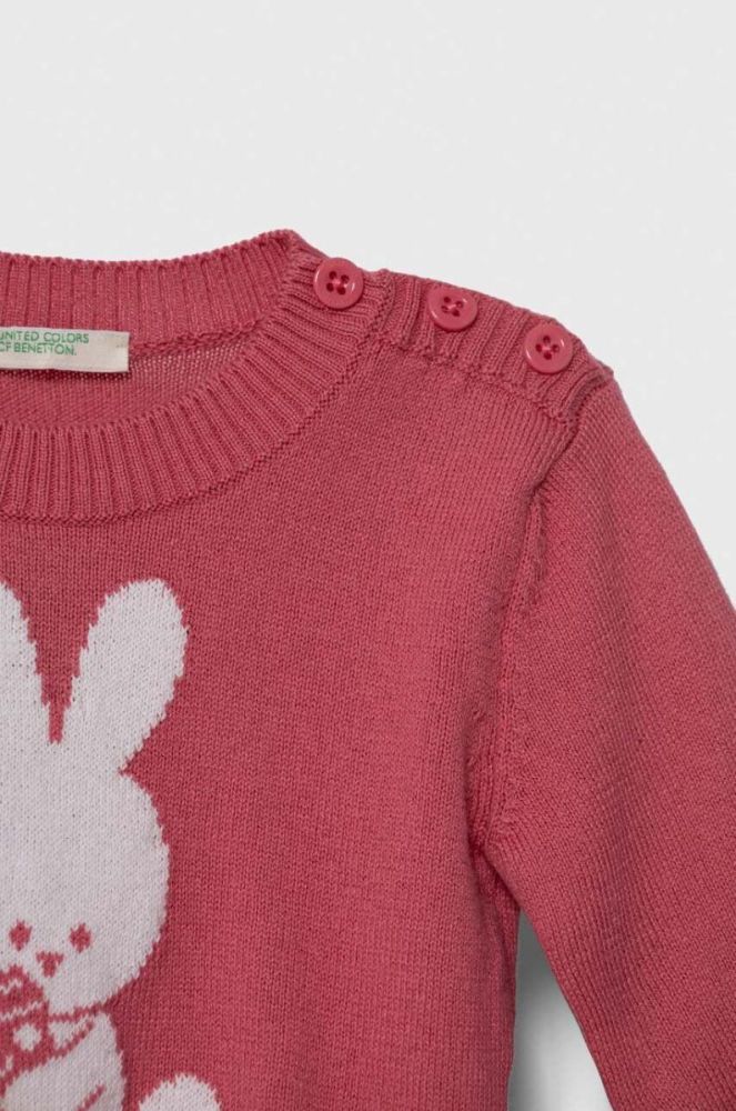 Бавовняний светр для немовлят United Colors of Benetton колір рожевий легкий (3416638) фото 3