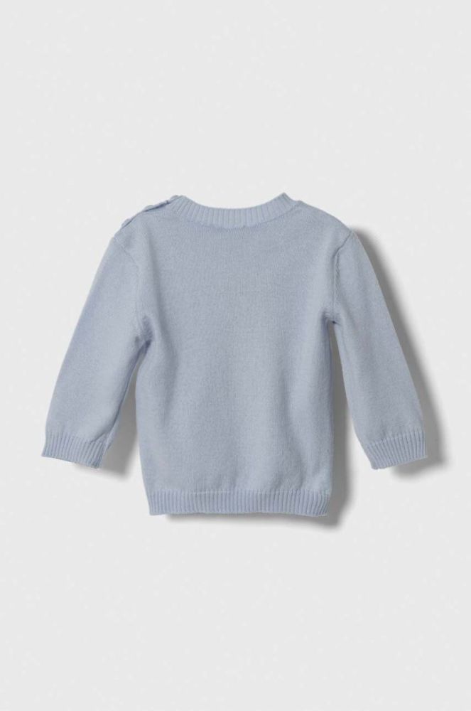 Бавовняний светр для немовлят United Colors of Benetton легкий колір блакитний фото 2