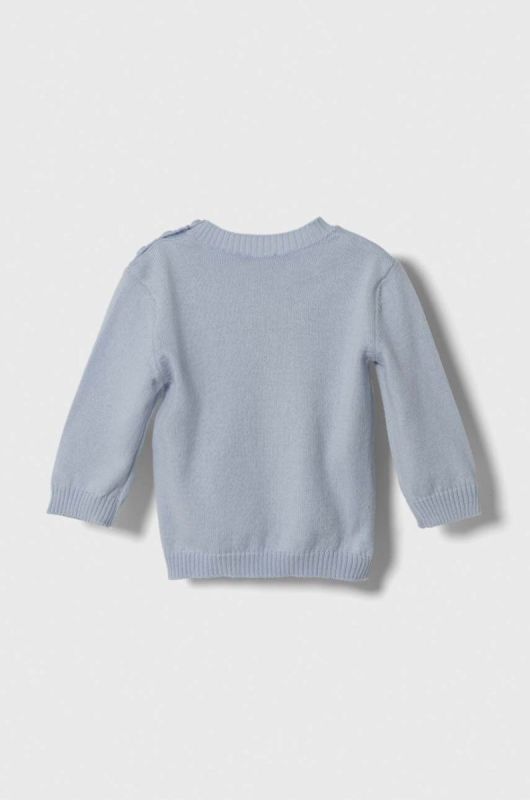 Бавовняний светр для немовлят United Colors of Benetton легкий колір блакитний фото 2
