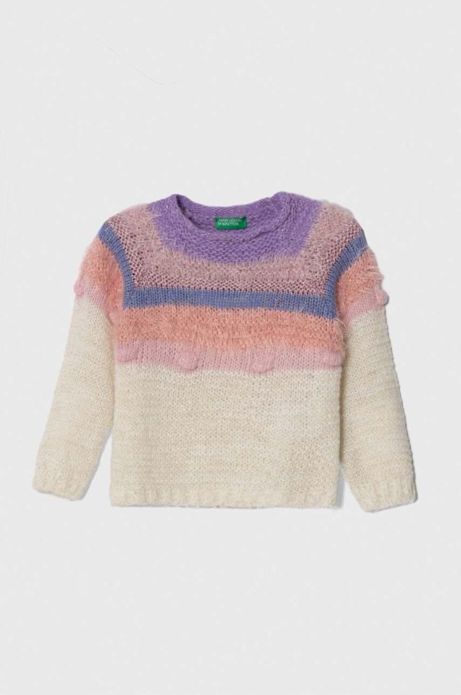 Дитячий светр з домішкою вовни United Colors of Benetton колір бежевий легкий (3411658)