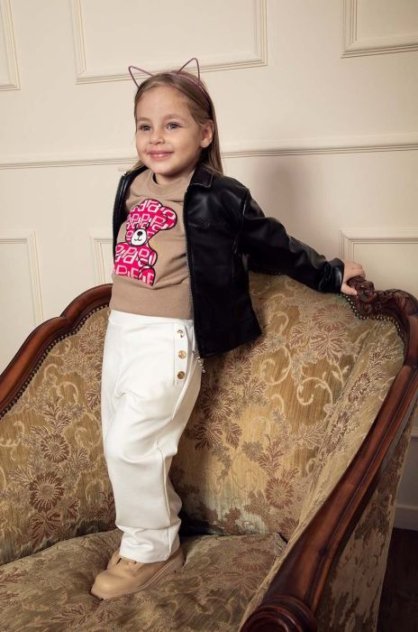 Дитяча кофта Pinko Up колір бежевий з аплікацією (3432357)