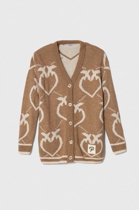 Дитячий кардиган з домішкою вовни Pinko Up колір бежевий теплий (3542617)