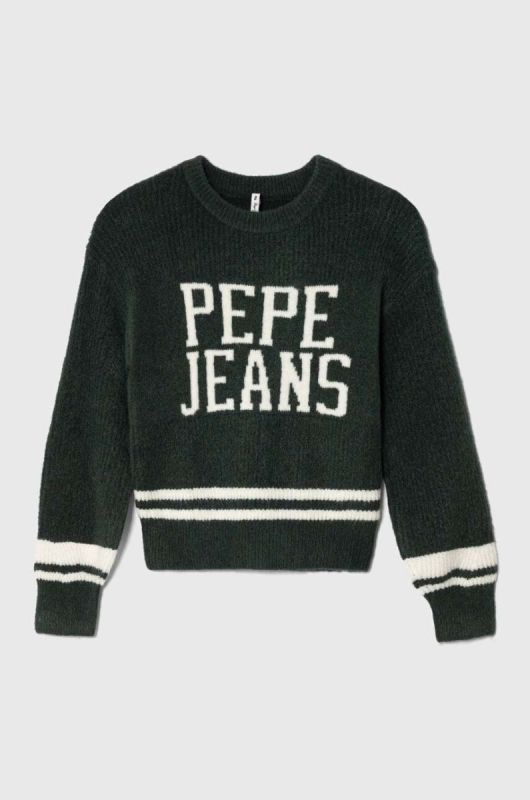 Дитячий светр з домішкою вовни Pepe Jeans колір зелений теплий