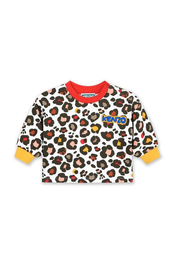 Дитяча бавовняна кофта Kenzo Kids колір бежевий візерунок (3426262)