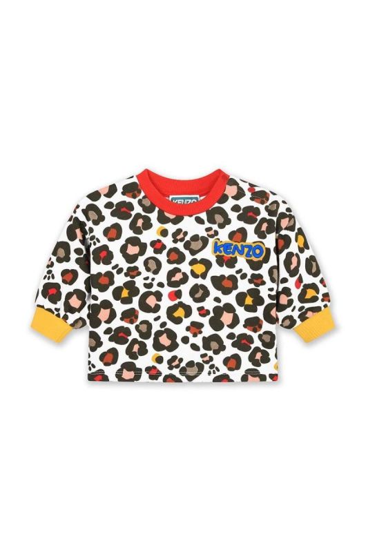 Дитяча бавовняна кофта Kenzo Kids колір бежевий візерунок (3426262)