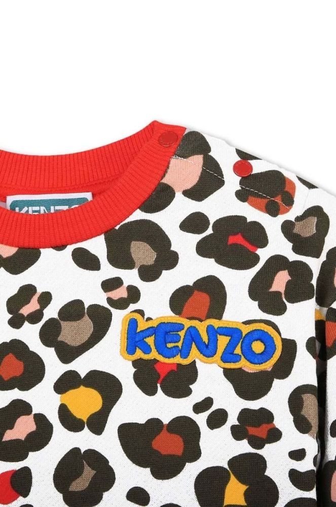 Дитяча бавовняна кофта Kenzo Kids колір бежевий візерунок (3426262) фото 3