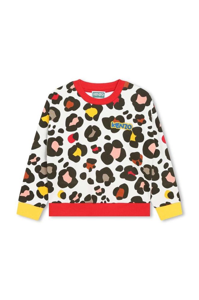 Дитяча бавовняна кофта Kenzo Kids колір бежевий візерунок (3426267)