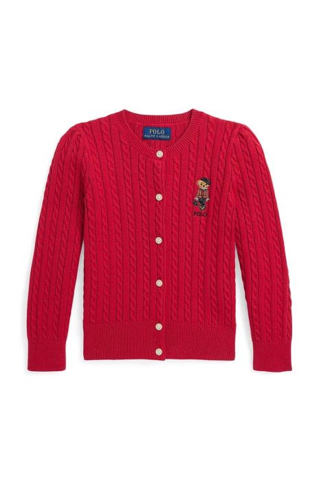 Дитячий бавовняний кардиган Polo Ralph Lauren колір червоний