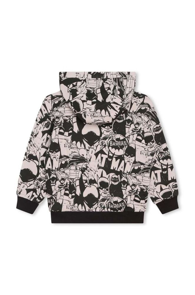 Дитяча бавовняна кофта Dkny x DC Comics колір чорний з капюшоном візерунок (3640578) фото 3