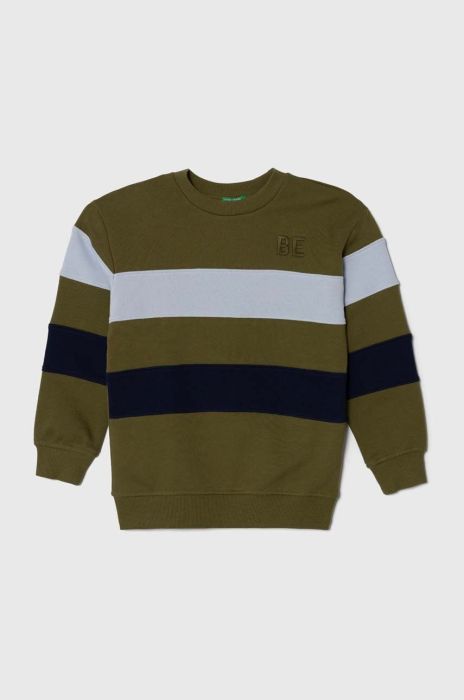 Дитяча бавовняна кофта United Colors of Benetton колір зелений візерунок (3401558)
