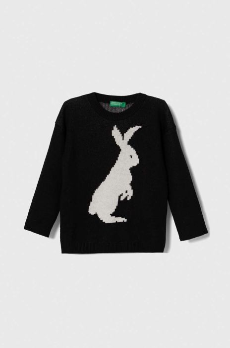 Дитячий бавовняний светр United Colors of Benetton колір чорний легкий