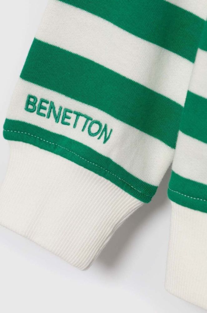 Дитяча бавовняна кофта United Colors of Benetton колір зелений візерунок (3520472) фото 3