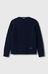 Вовняний дитячий светр United Colors of Benetton колір синій теплий