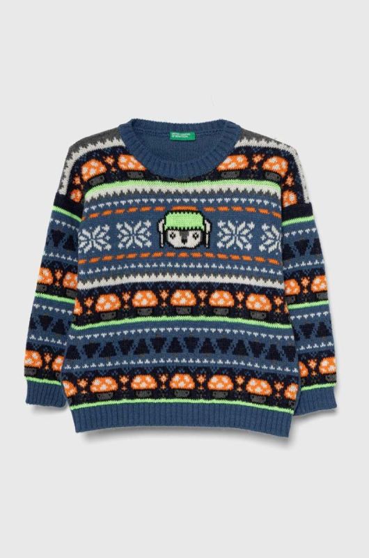 Дитячий светр з домішкою вовни United Colors of Benetton колір блакитний (3684041)