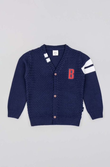 Дитячий бавовняний кардиган zippy колір синій