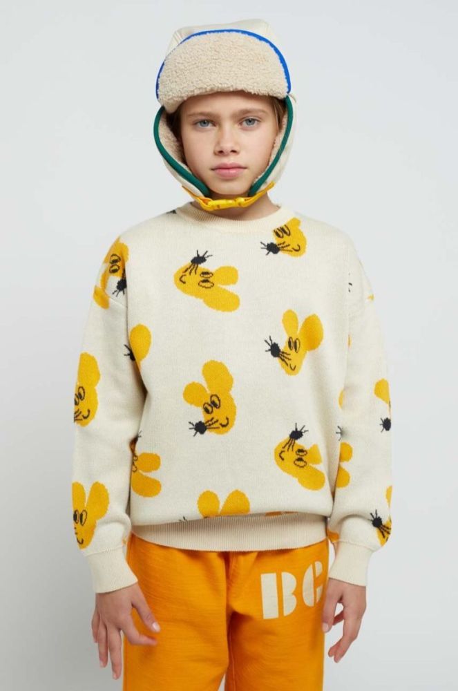 Дитячий бавовняний светр Bobo Choses колір білий фото 5