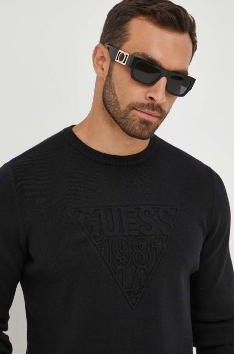 Светр Guess чоловічий колір чорний легкий Светр Guess чоловічий колір чорний легкий