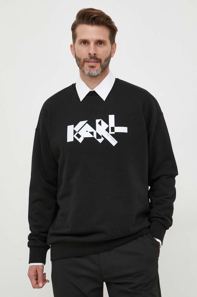 Кофта Karl Lagerfeld чоловіча колір чорний з принтом (3363361)