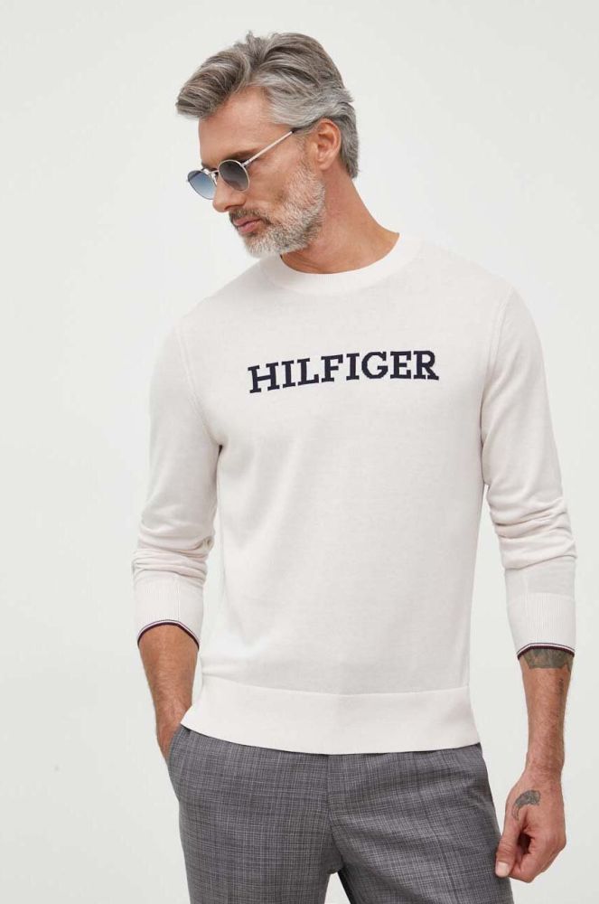 Бавовняний светр Tommy Hilfiger колір бежевий легкий (3328585)