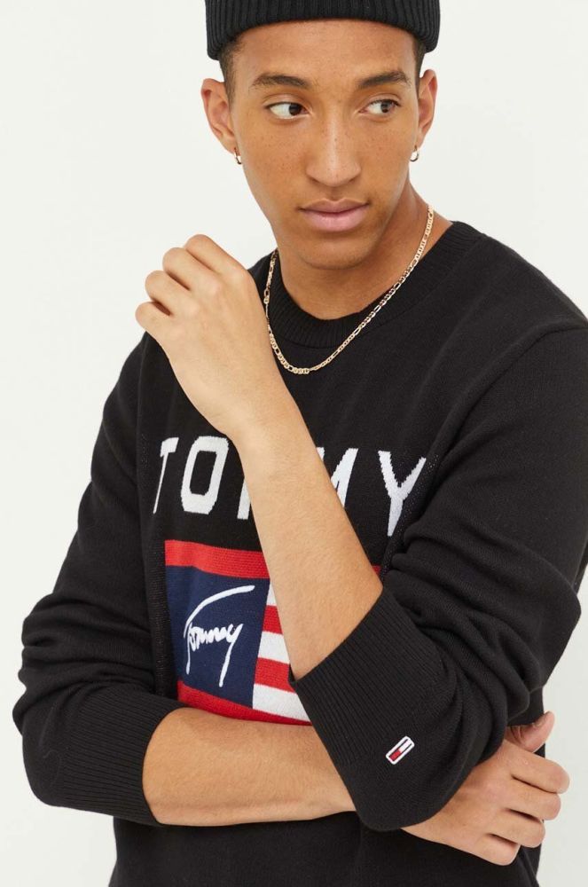 Бавовняний светр Tommy Jeans колір чорний (3370216)