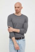 Вовняний светр BOSS чоловічий колір сірий легкий (3253822)
