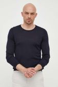 Вовняний светр BOSS чоловічий колір синій легкий (3253852)
