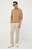 Вовняний светр BOSS чоловічий колір бежевий легкий (3253837)
