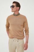 Вовняний светр BOSS чоловічий колір бежевий легкий (3253837)