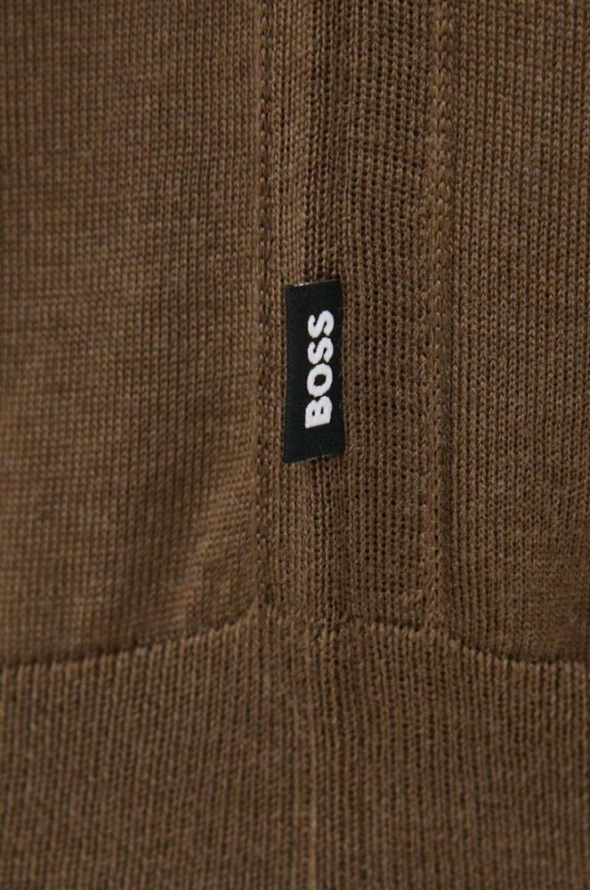 Вовняний светр BOSS чоловічий колір зелений легкий (3253847) фото 5